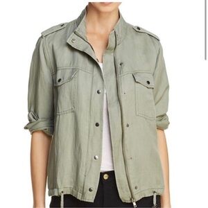 Rails Collins Utility Jacket Military Army Green Size XS Linen Blend